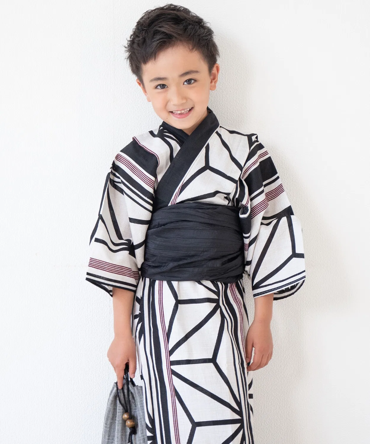 Детское кимоно-юката с полосатым принтом, комплект из 3 предметов Yukata-kan Grace, White