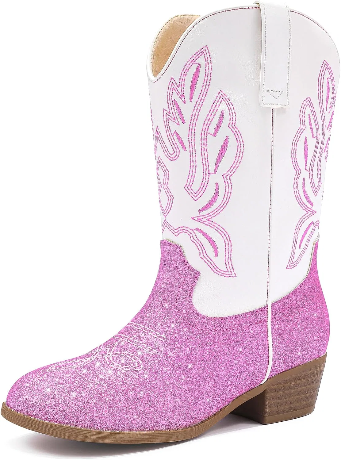 Детские сапоги для девочек с вышивкой Cowgirl Boots LAURMOSA, Pink White