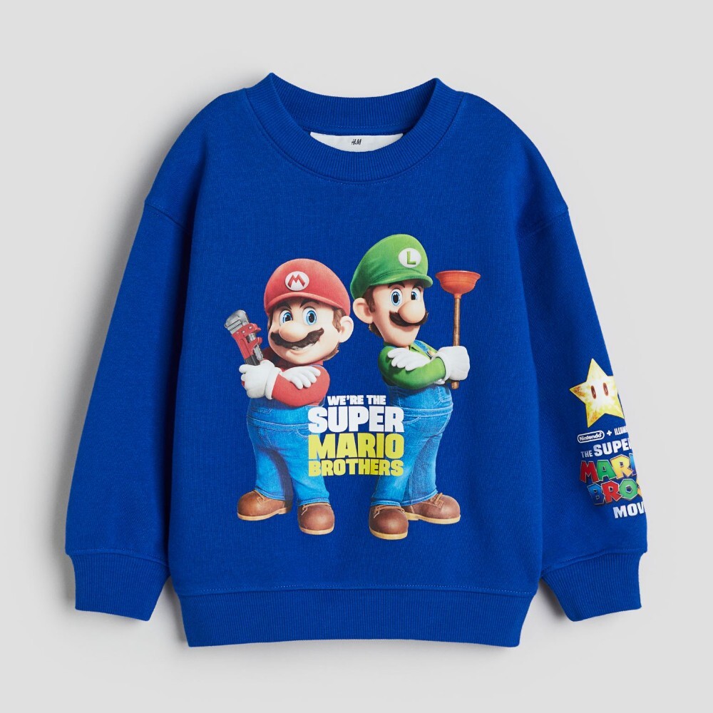 

Свитшот H&M Kids Oversized Printed Super Mario, синий