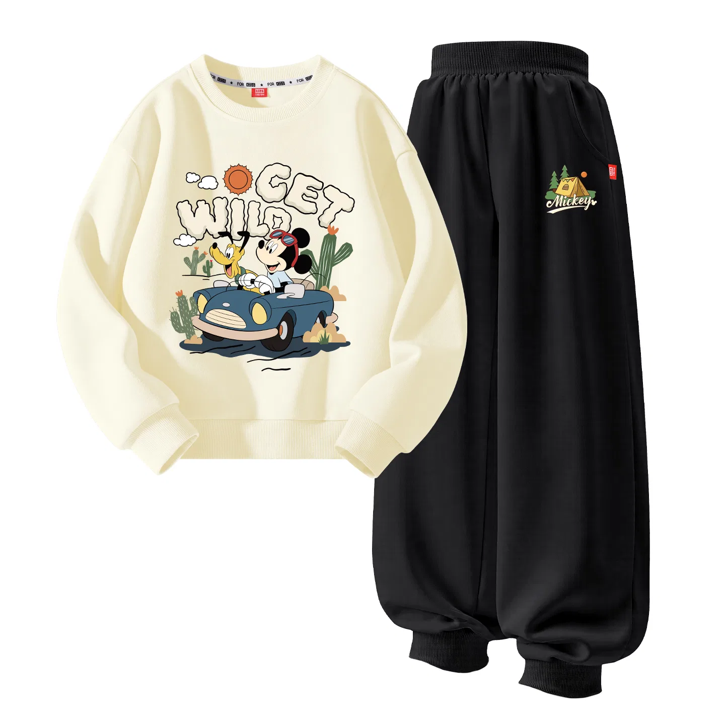 Детский спортивный костюм хлопковый Disney, Цвет Di Relaxed White+Di Cute Star K Black — фото 4