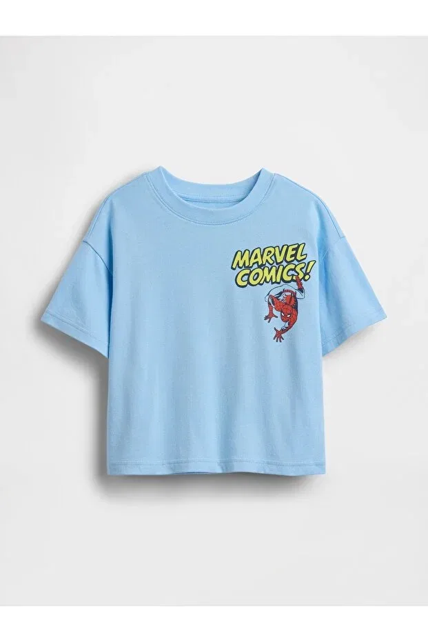 Детская футболка с принтом Marvel Oversized Graphic Printed T-Shirt Gap, Light Blue000