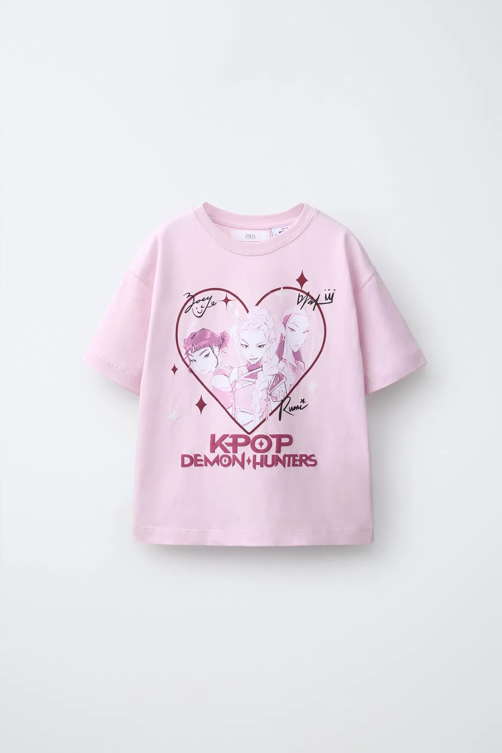 Футболка с принтом KPOP DEMON HUNTERS NETFLIX ZARA, Pastel Pink