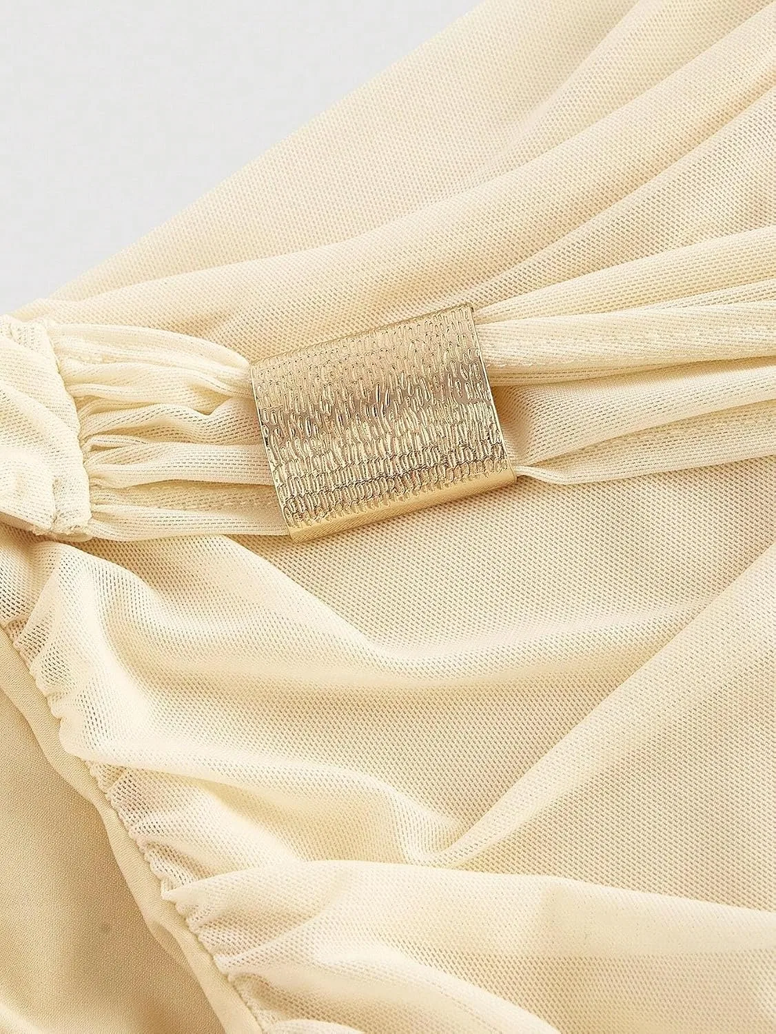 Женское асимметричное платье миди с драпировкой Bodycon, Apricot — фото 4