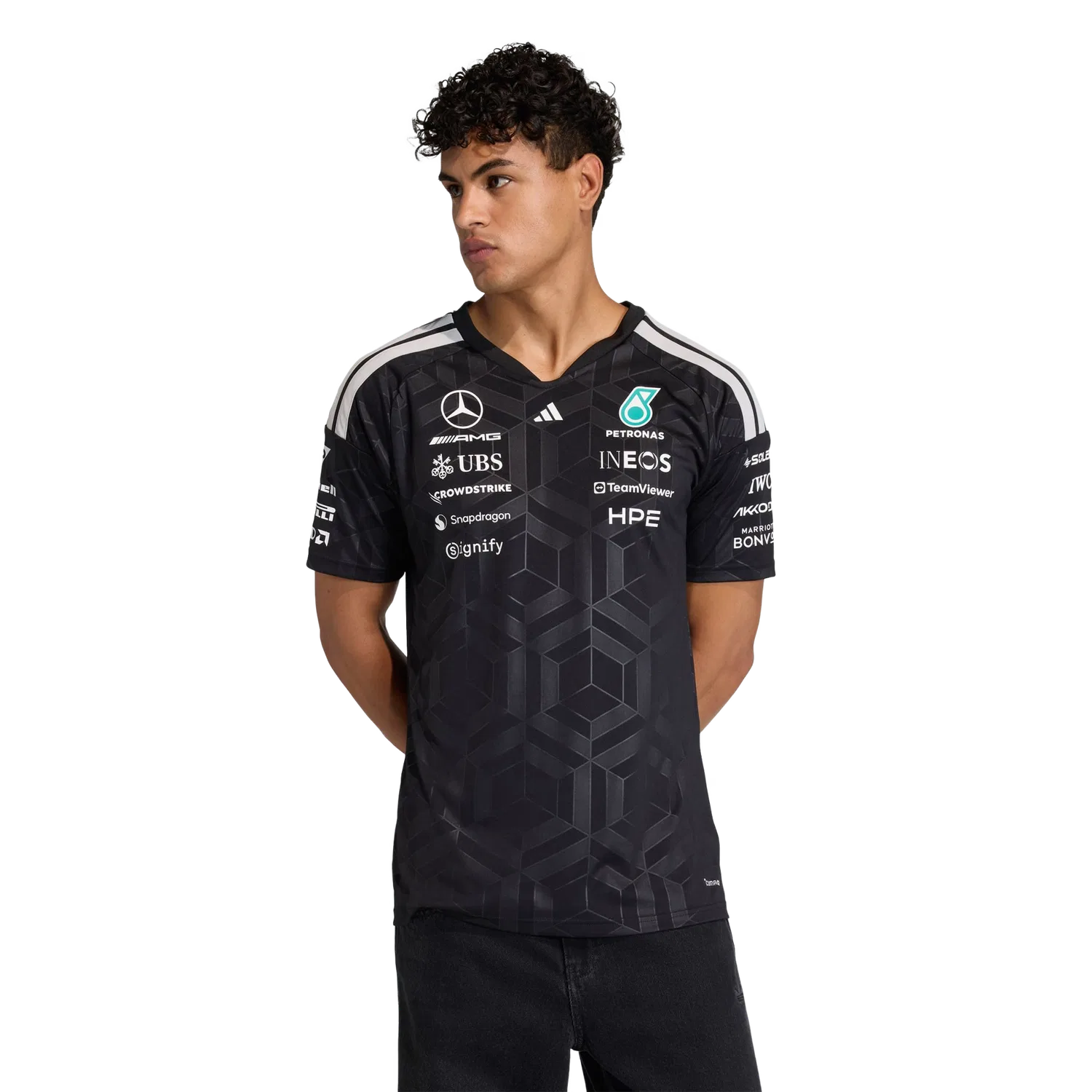 Мужская облегающая футболка Mercedes-AMG Petronas Formula 1 Team Adidas, черный — фото 2