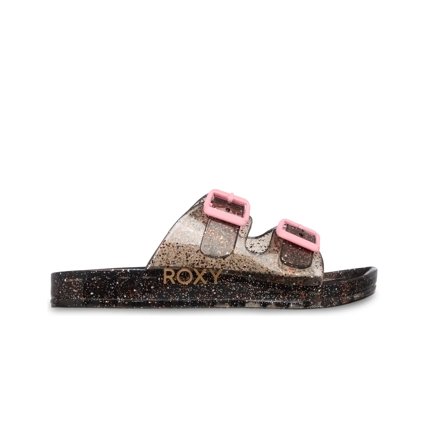 Детские сандалии-пантолеты с блестками Roxy, Black/Multi — фото 2