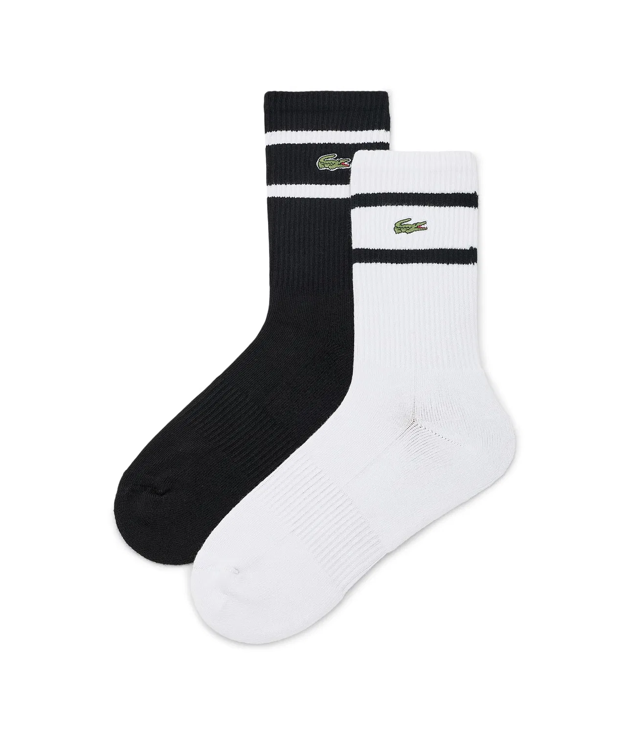Комплект из 2 классических полосатых носков. Lacoste, Black/White