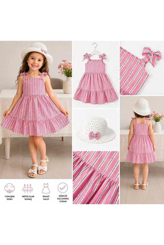 Детское платье для девочек с принтом Summer Dress Kozadankids, Pink — фото 2