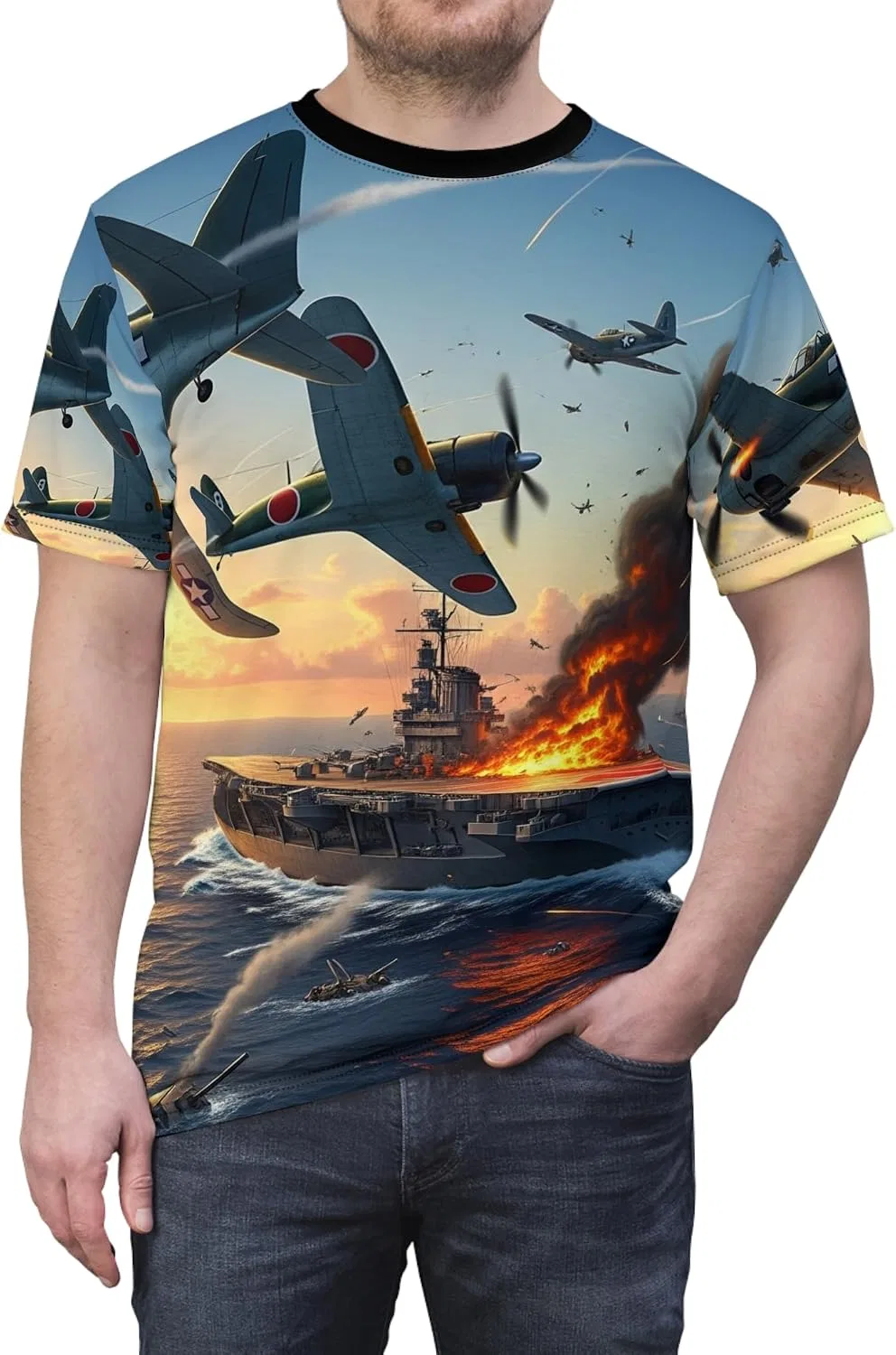 Футболка унисекс с принтом Battle of Midway, Black — фото 2