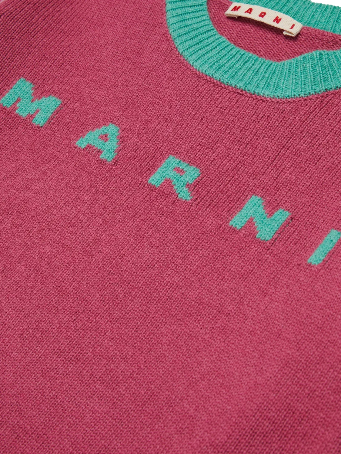 Свитер вязки интарсия с логотипом Marni Kids, розовый — фото 4