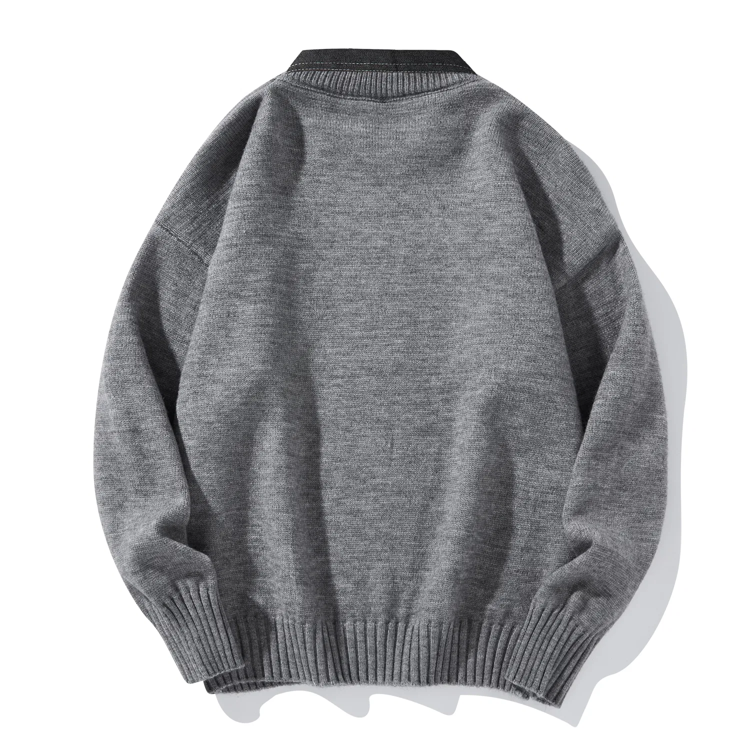Детский свитер с воротником и джинсовым воротником Denim Collar, PAL ONGACO, Gray — фото 3