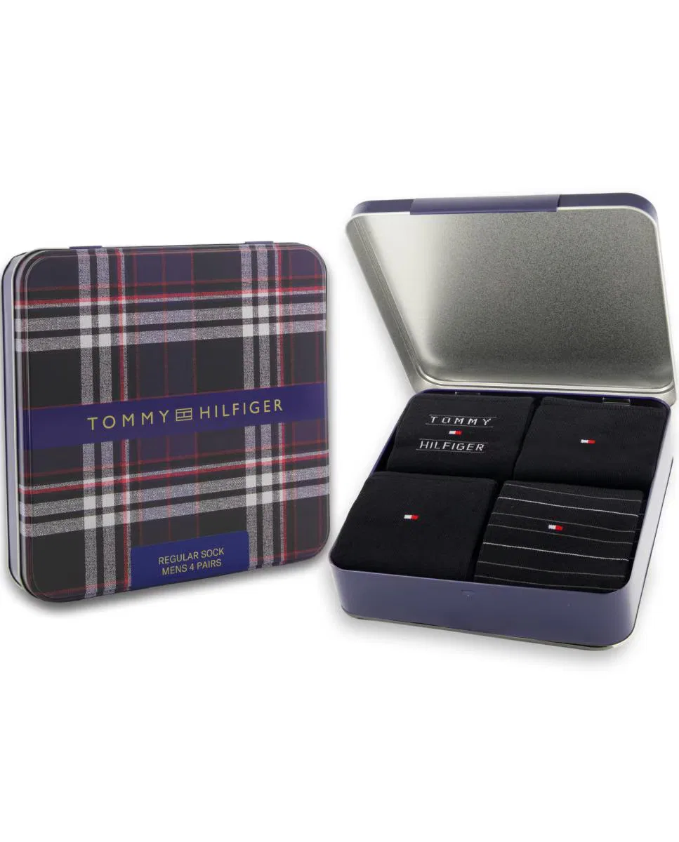 Мужские носки, комплект из 4 шт., Clásicos, Tommy Hilfiger, черный