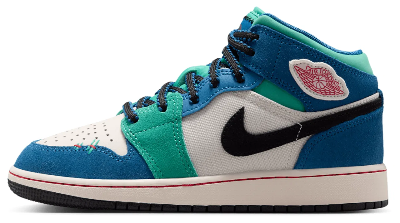 Кроссовки для мальчиков Air 1 Mid SE Jordan, цвет Chalk/University Red/True Blue — фото 2