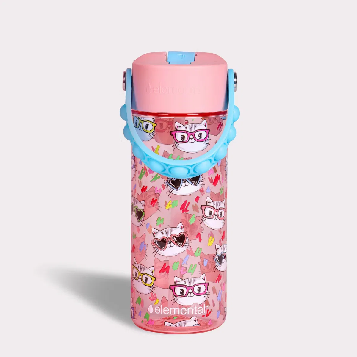 Детская бутылка для воды 530 мл с трубочкой Splash Elemental, Stylish Cat