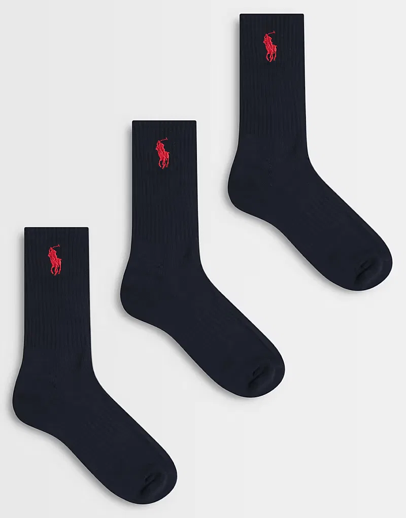 Носки высокие с крупным логотипом Icon 3 шт Polo Ralph Lauren, черный