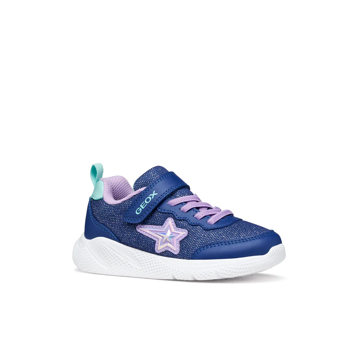 Детские кроссовки-слипоны с блестками Geox, Blue-Lilac