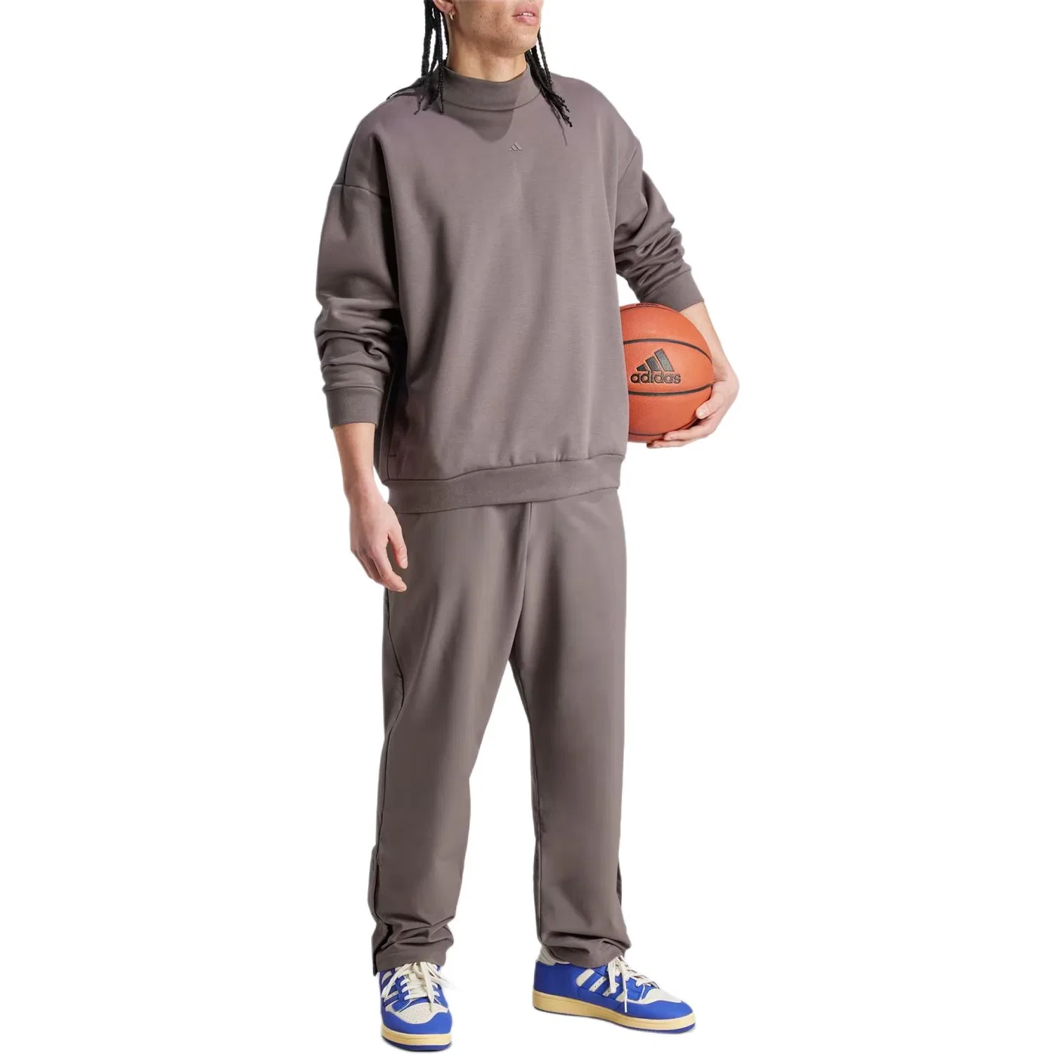Унисекс спортивные штаны из футера с принтом Adidas, Charcoal Gray — фото 4