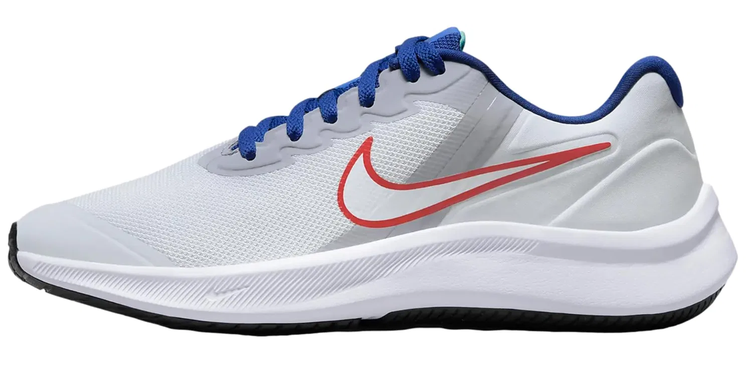 Детские кроссовки для мальчиков с закрытием на шнурках NIKE Star Runner 3 NIKE, Pure Platinum Crimson Platinum