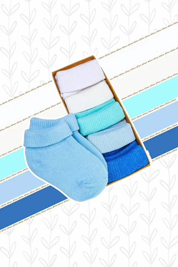 Детские носки хлопковые 5 пар Organic cotton 5-piece newborn and baby socks girl/boy 0-24 months Akface, Blue