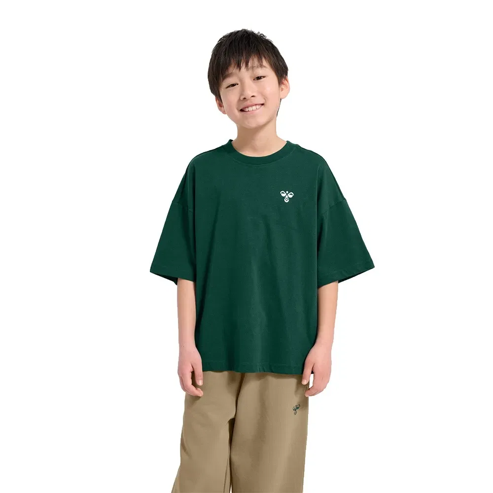 Детская футболка с принтом Silly Boxy Solid Hummel, Green
