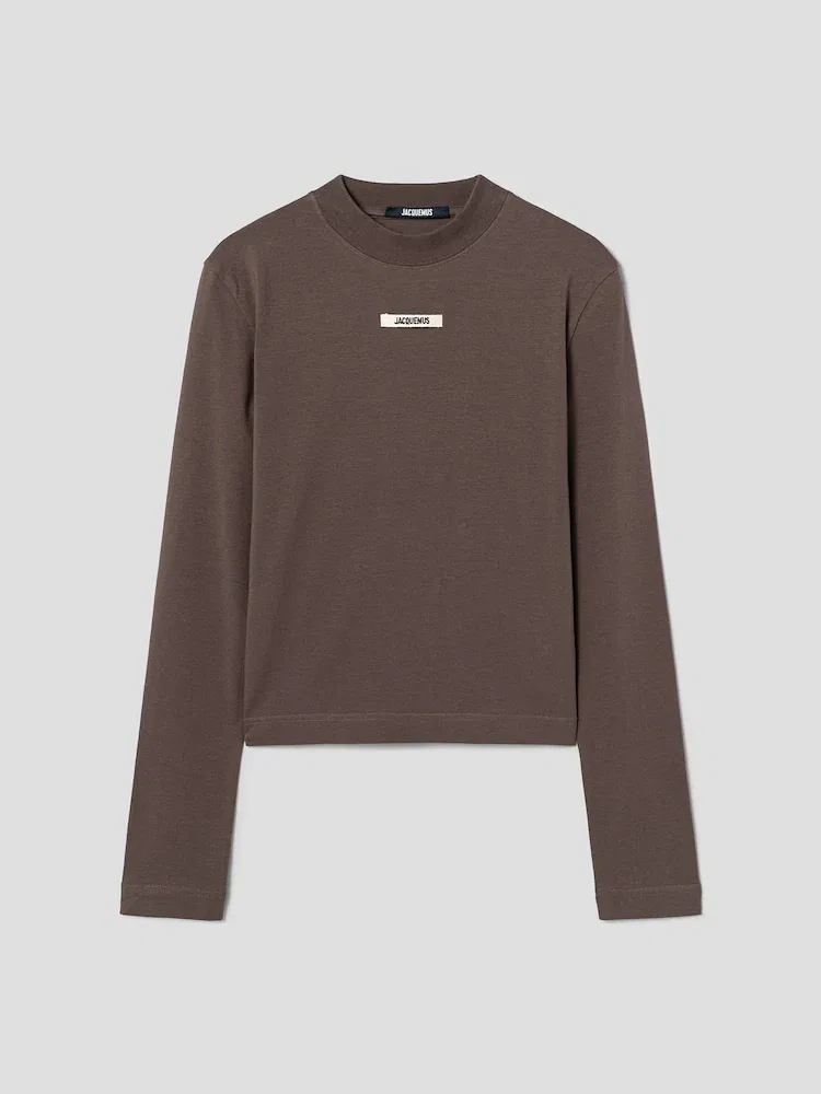 Футболка с длинным рукавом, с логотипом JACQUEMUS, Dark Brown