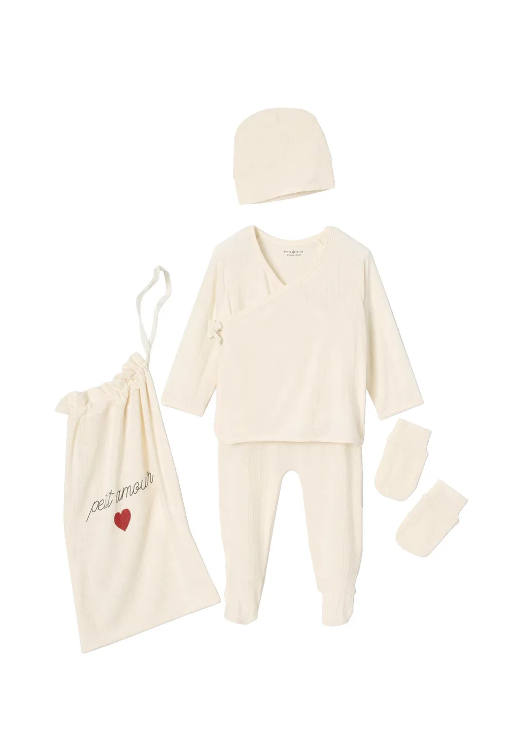 5-Teiliges baby-set für neugeborene, ripp унисекс - леггинсы - брюки Envie De Fraise, Wollweiß