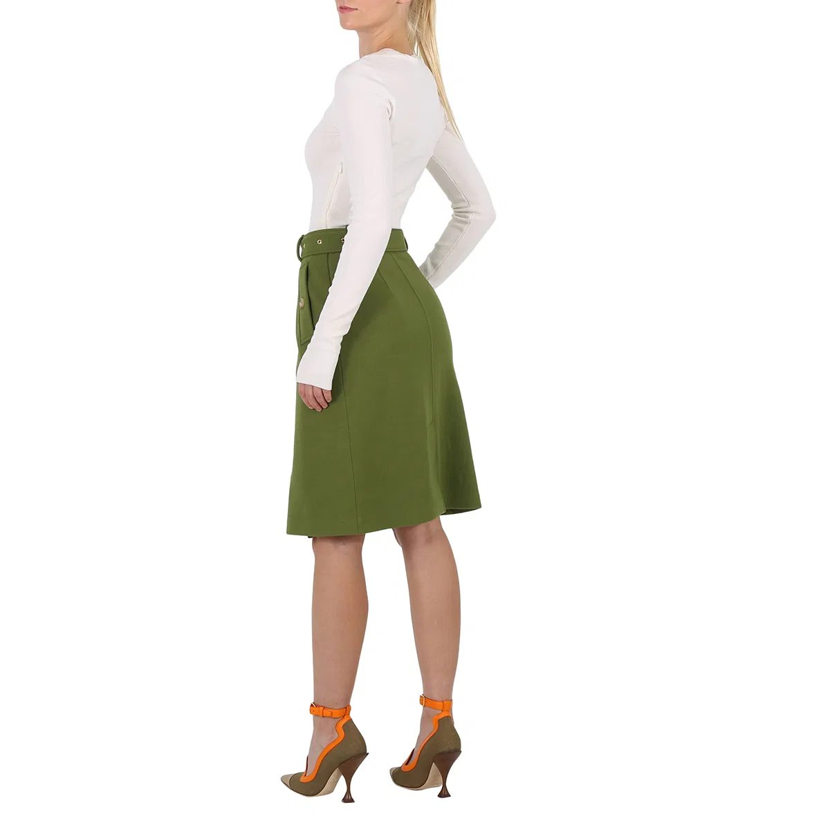 Платье миди шерстяное с поясом Belted Midi Wool Dress Burberry, Cedar Green — фото 3