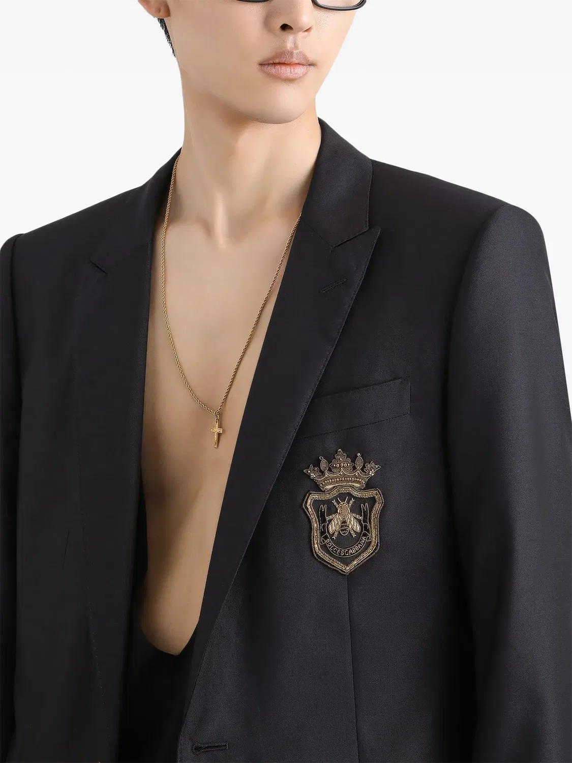 Dolce & Gabbana Блейзер с аппликацией логотипа, синий — фото 4