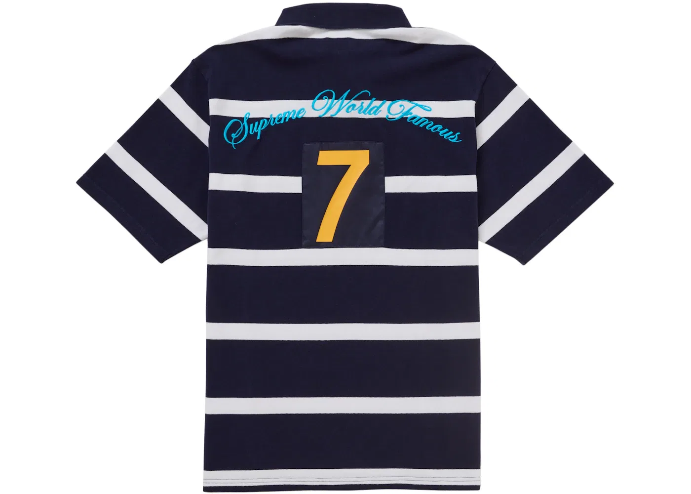 Мужское поло с принтом Supreme Polo Navy Stripe — фото 2