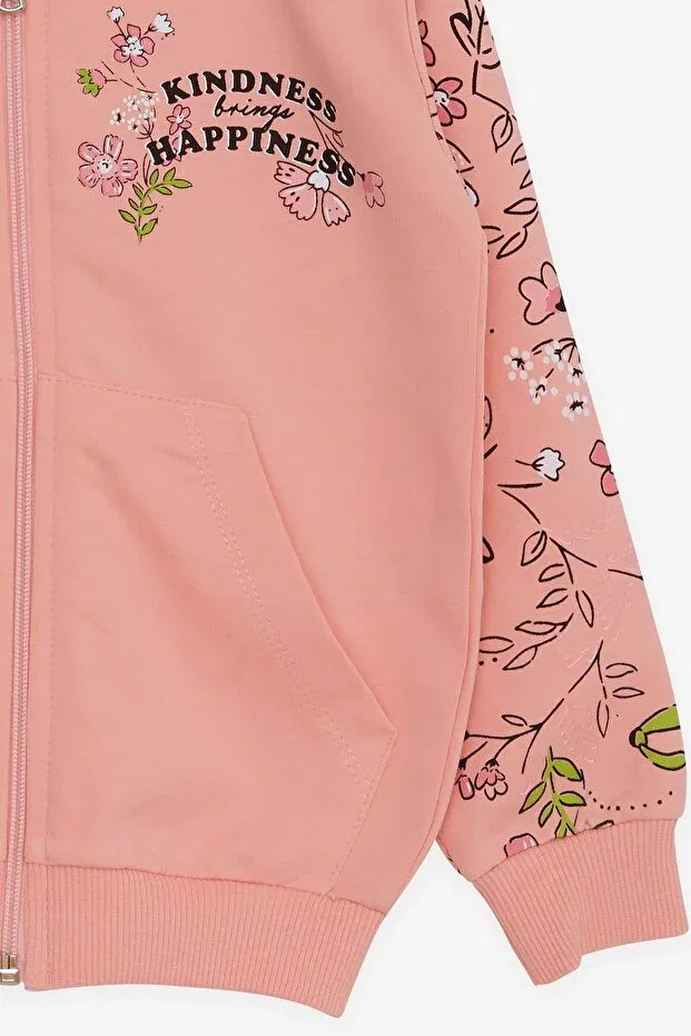 Детский кардиган для девочек с принтом Floral Printed Breeze, Salmon — фото 3