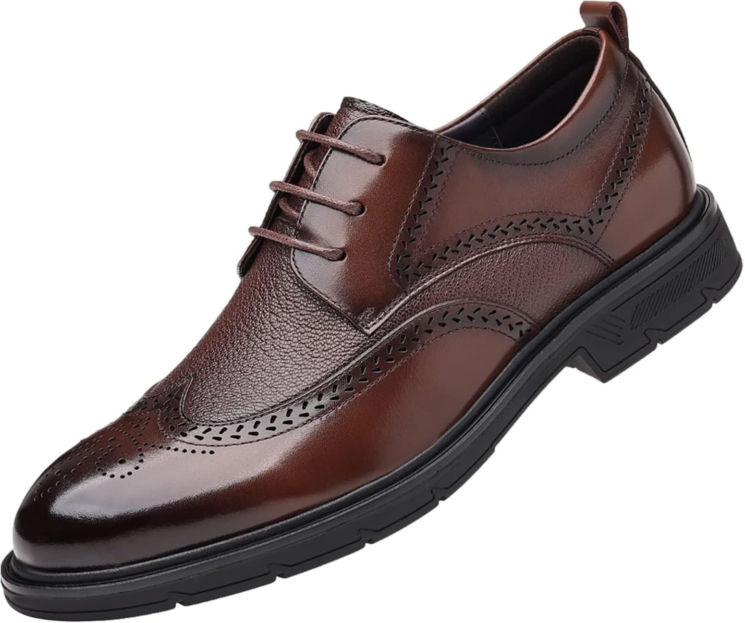

Мужские дерби-броки из натуральной кожи, туфли на шнуровке для деловых встреч и свадеб Jamron, коричневый