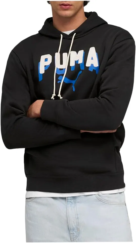 Мужская толстовка PUMA Essentials Double Up Hoodie, спортивная верхняя одежда, повседневная - черная — фото 2