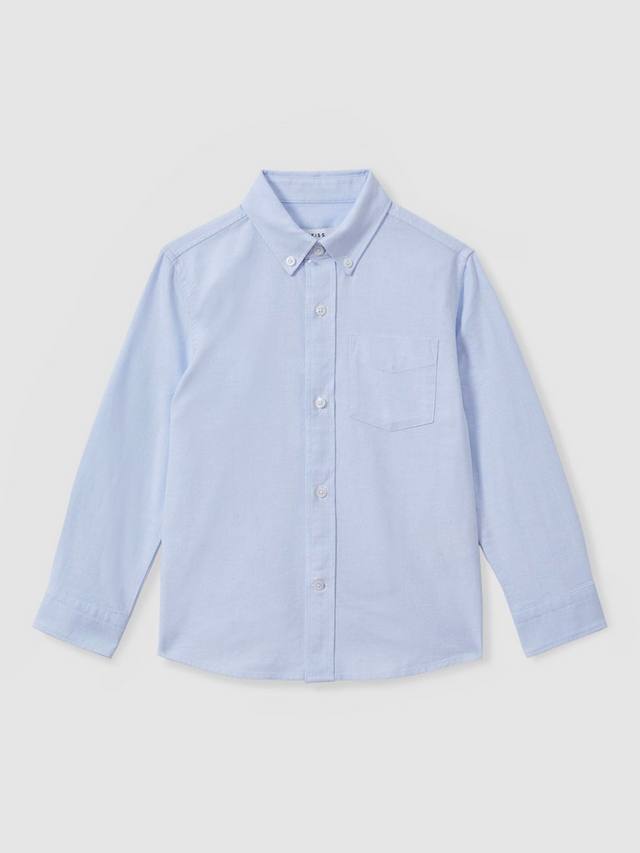 Детская рубашка Greenwich из хлопкового оксфорда Reiss, Soft Blue — фото 2