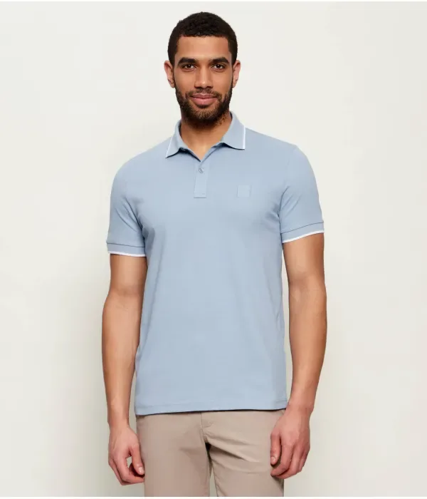 Поло Passertip slim fit Boss Orange, небесно-голубой