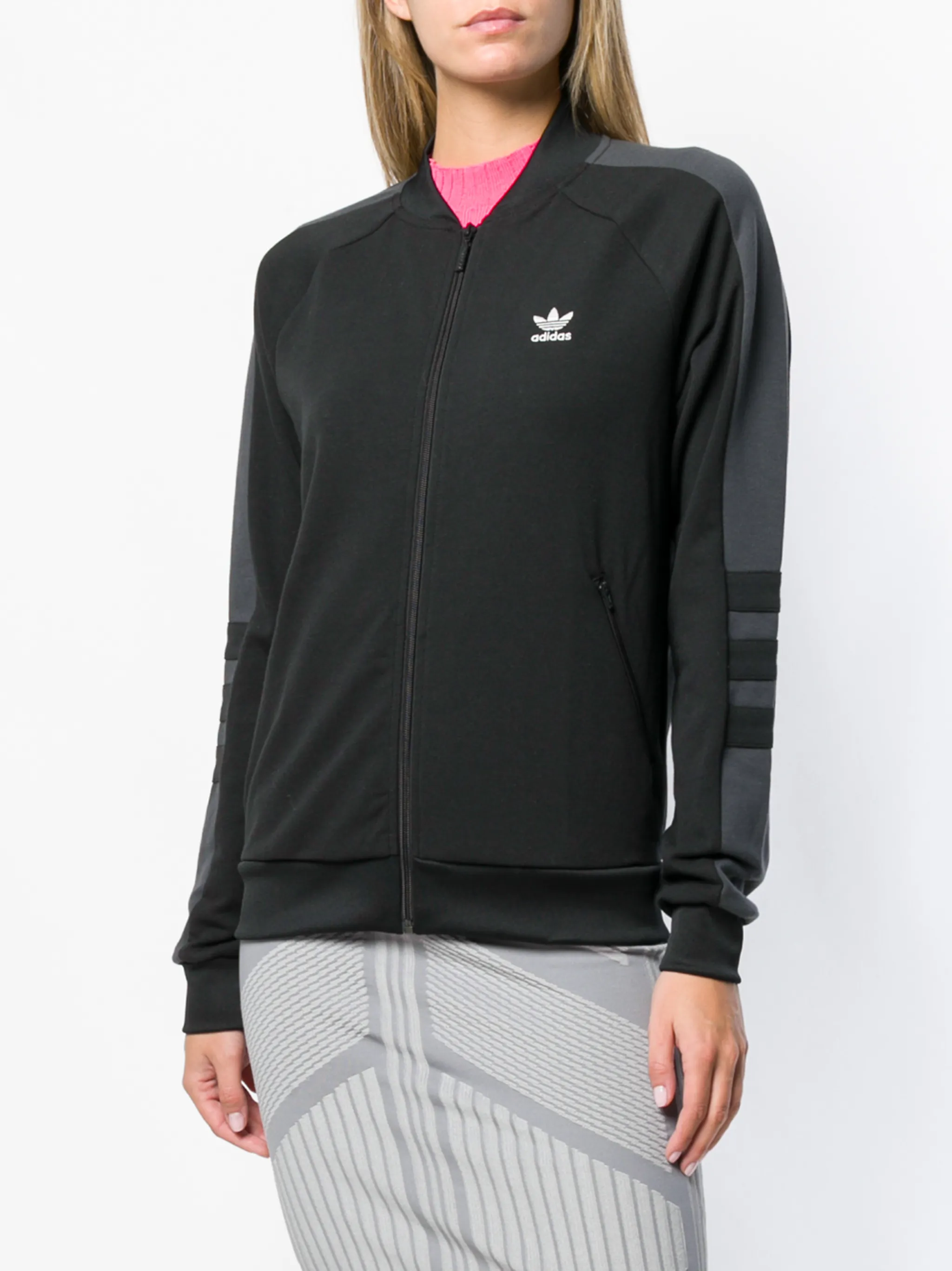 Спортивная куртка с полосками Adidas, черный — фото 3