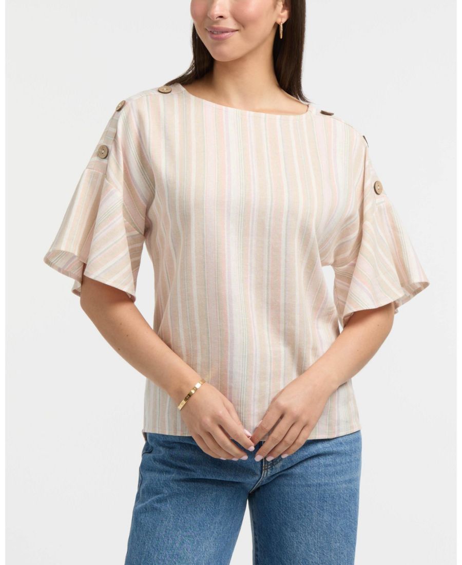 

Женская блузка с рукавами летучая мышь Ellen Tracy, Pink multistripe