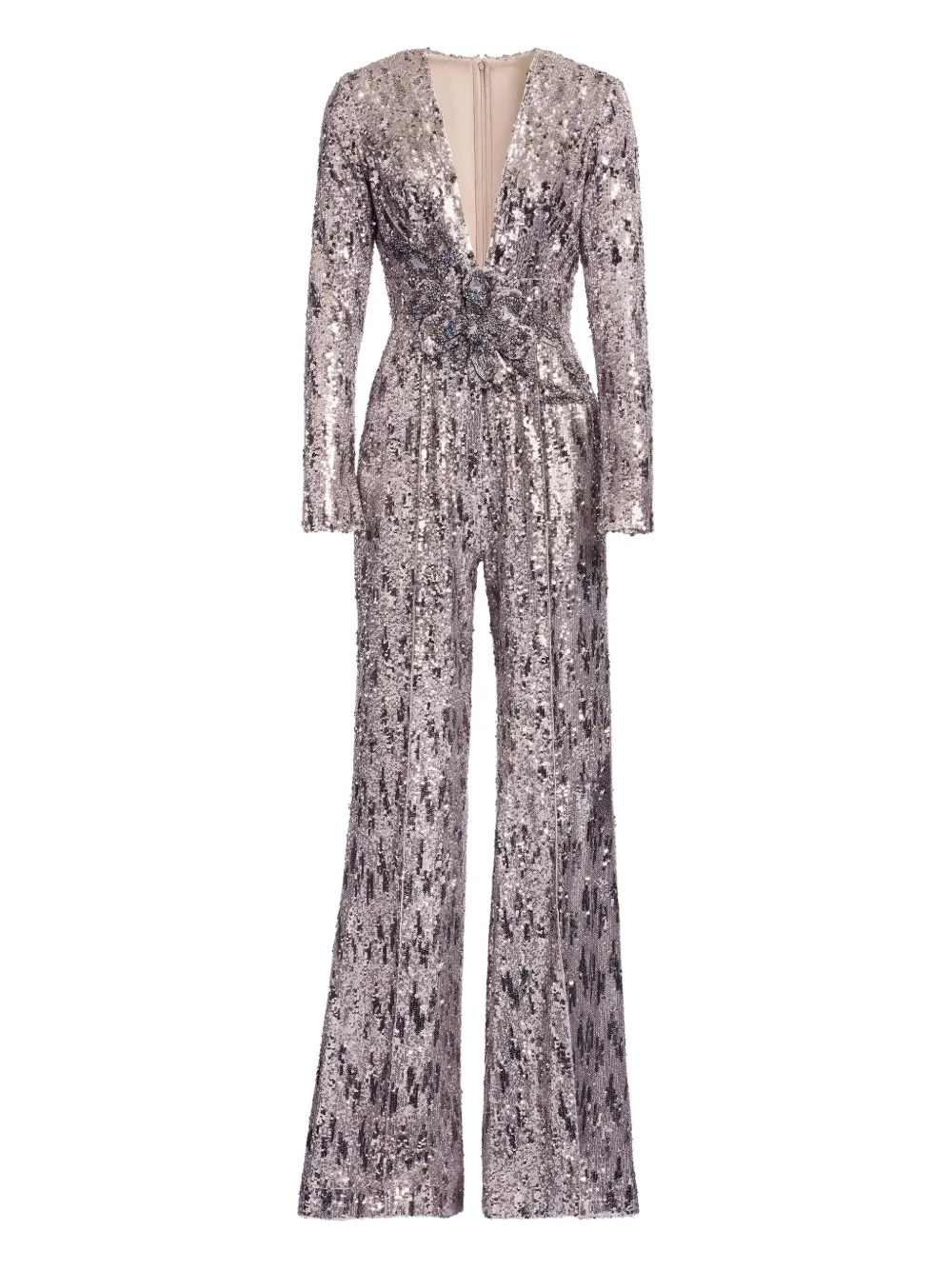 

Комбинезон с V-образным вырезом и пайетками Elie Saab, серый