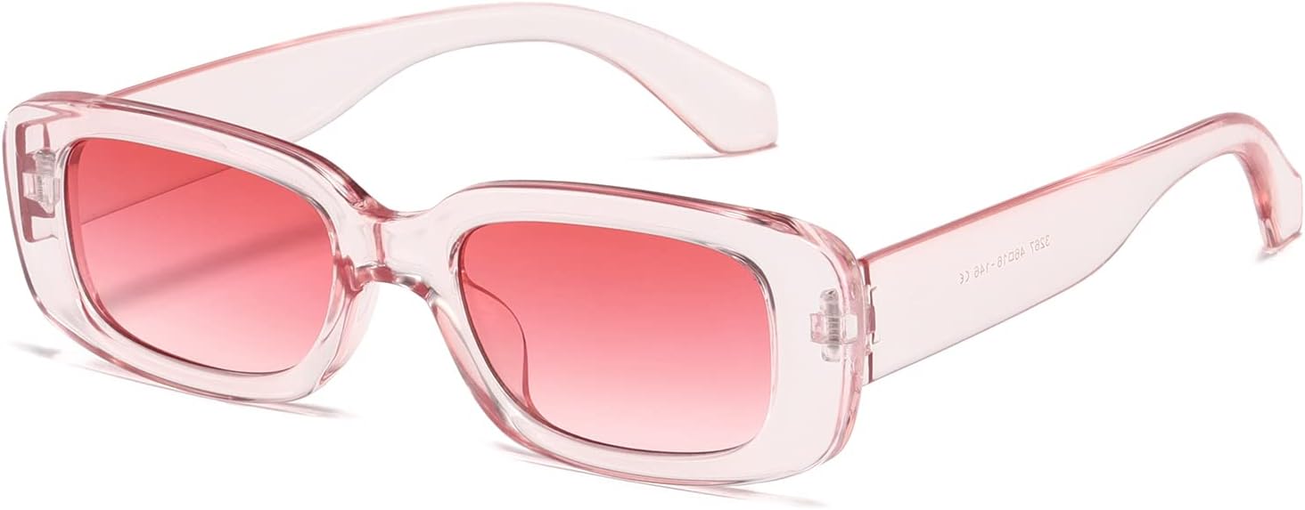 

Солнцезащитные очки Kimorn прямоугольной формы для женщин и мужчин, модные ретро-очки в стиле 90-х, защита от УФ-излучения UV 400, квадратная оправа, K1200, Transparent Pink Frame Pink Lens