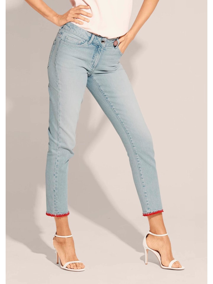 

MADELEINE Джинсы с цветными манжетами на штанинах синего/выбеленного цвета