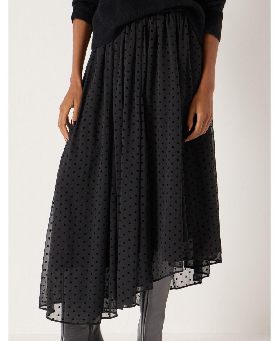 

Женская асимметричная юбка в горошек с бархатным покрытием Hush, Black