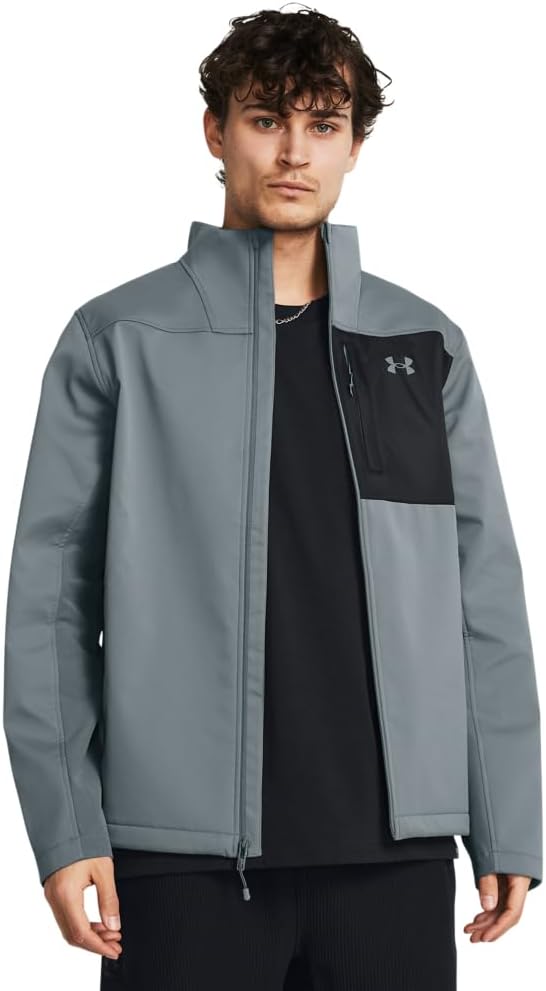 

Толстовка Under Armour mens Coldgear Infrared Shield 2.0 Soft Shell, (002) Gravel/Black/Gravel