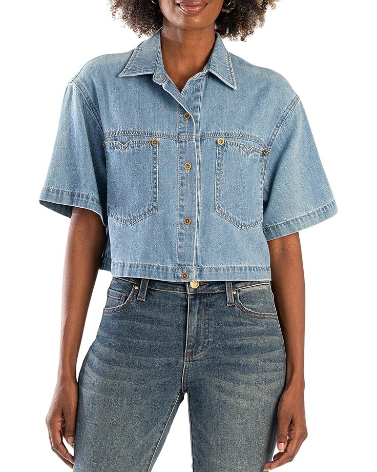 

Рубашка KUT from the Kloth Birdie - Button Down Crop Shirt, цвет Medium Wash