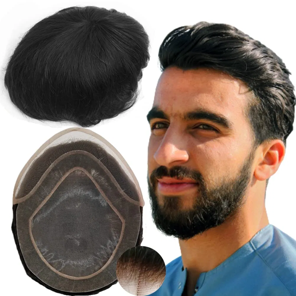 Мужской парик из натуральных волос «Yanahair» 10x8 дюймов Yanahair, Natural Black