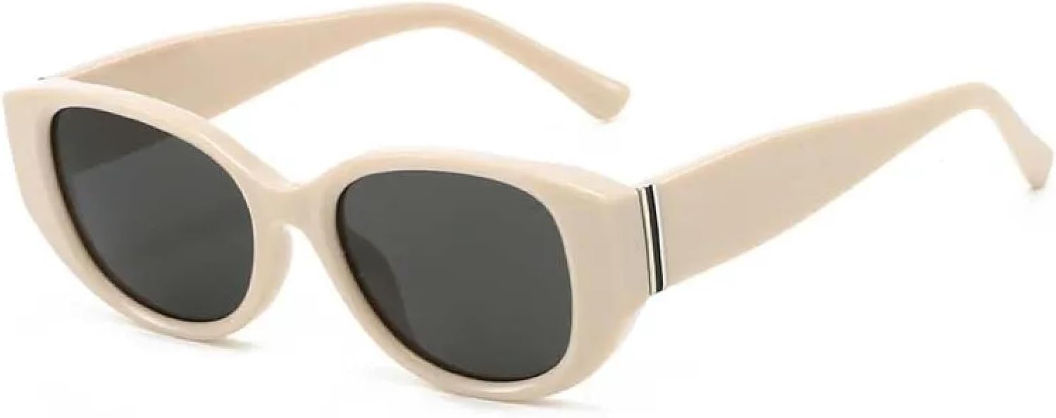 

Роскошные овальные солнцезащитные очки для женщин, модные винтажные очки «кошачий глаз», для мужчин в стиле панк, популярные очки с защитой от УФ-излучения UV400 TKKTLLT, Beige-black