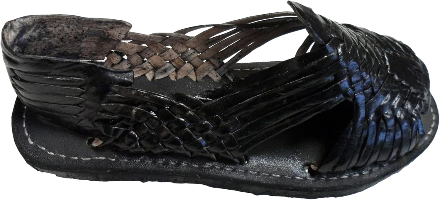 Мужские сандалии Huarache Pachuco из натуральной кожи, черного цвета. Мексиканские сандалии Handmade — фото 2