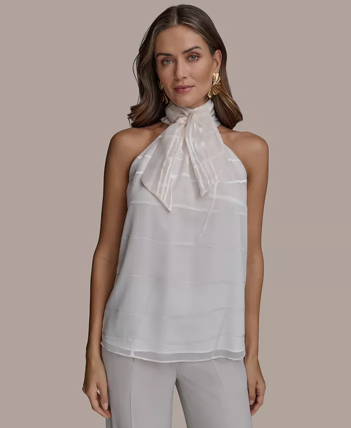 

Женский топ-бюстье с запахом на шее Donna Karan New York, коричневый/бежевый