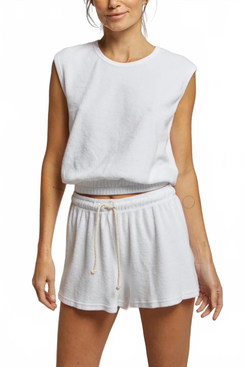 

PERFECTWHITETEE Майка Ellie Loop из махровой ткани белого цвета