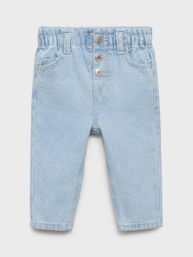 

Детские джинсы из хлопка с резинкой и поясом бумажный пакет Mango, Light Blue