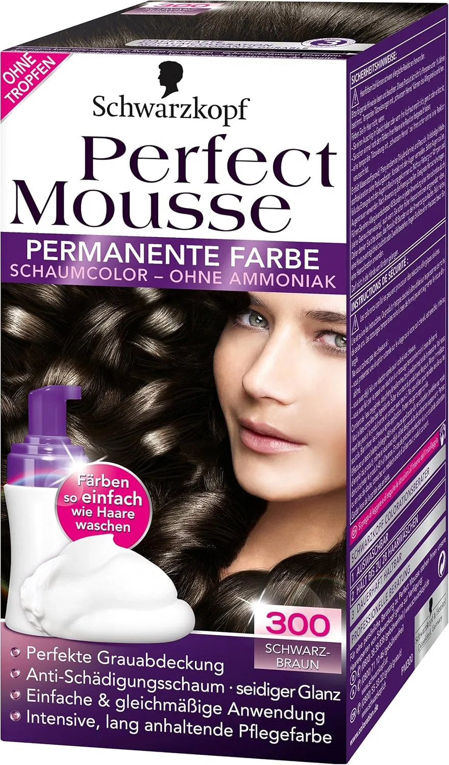 Стойкая краска-мусс для волос «Perfect Mousse 300 Black Brown» от Schwarzkopf Perfect Mousse