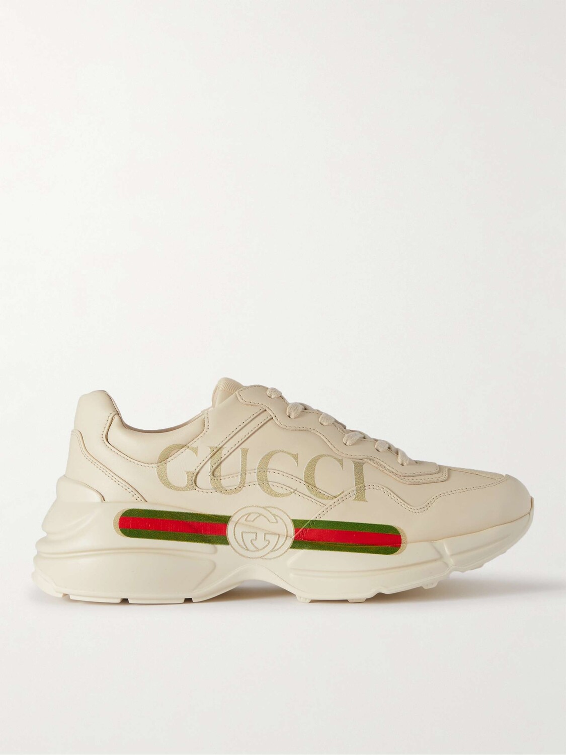 

Кожаные кроссовки Rhyton с логотипом GUCCI, кремовый, Бежевый, Кожаные кроссовки Rhyton с логотипом GUCCI, кремовый