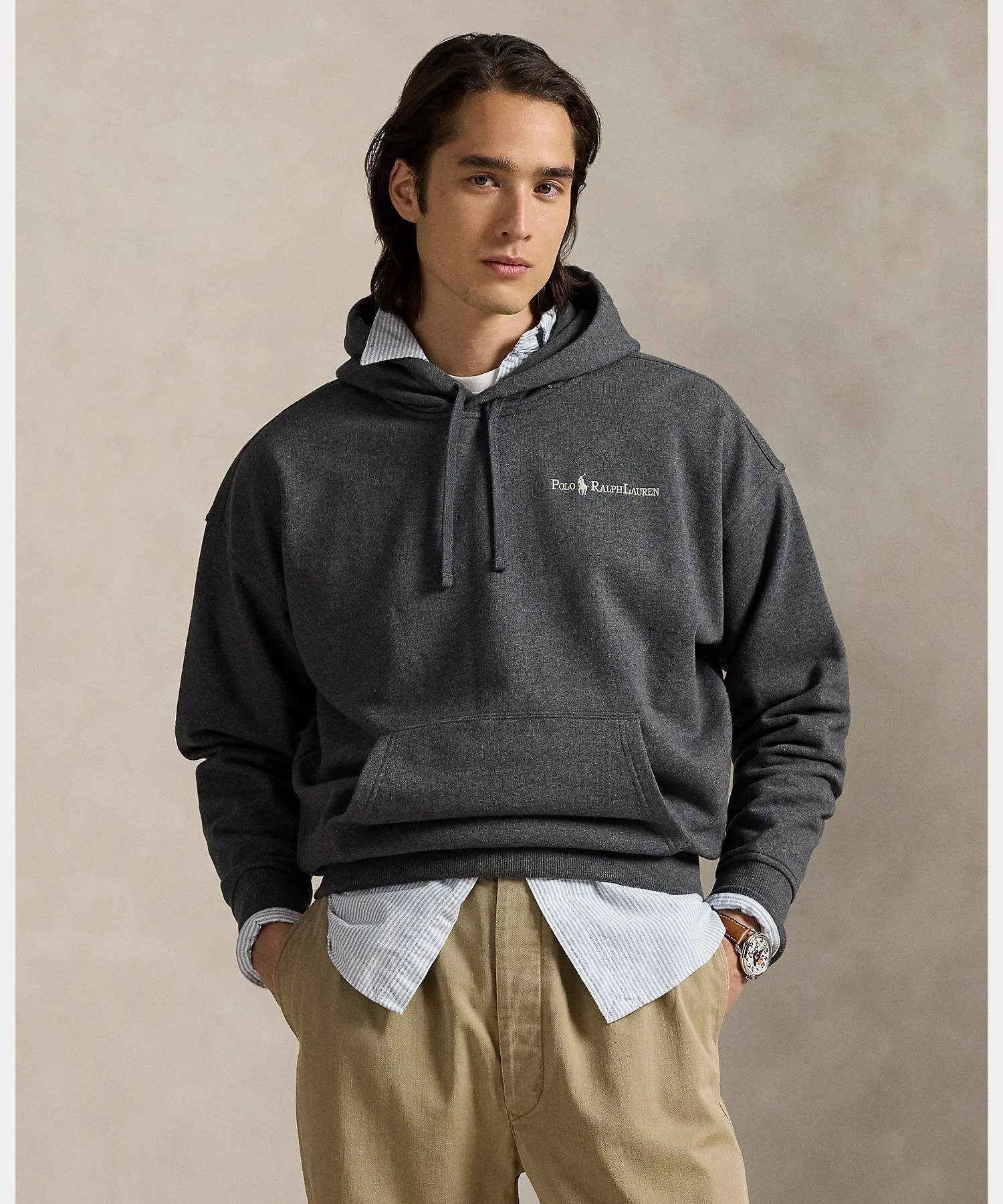 Толстовка с капюшоном и логотипом свободного кроя из флиса Polo Ralph Lauren, цвет 020 Gray
